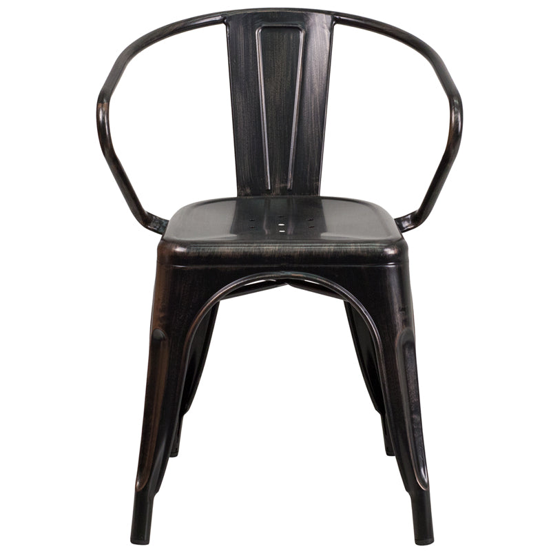 Aged Black Metal Chair-Arms CH-31270-BQ-GG