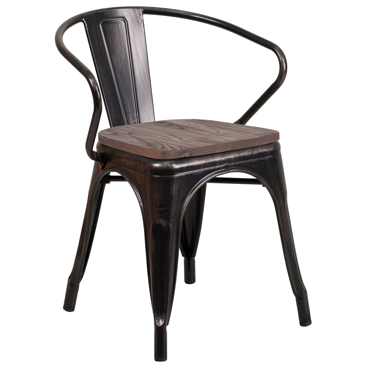 Aged Black Metal/Wood Chair CH-31270-BQ-WD-GG