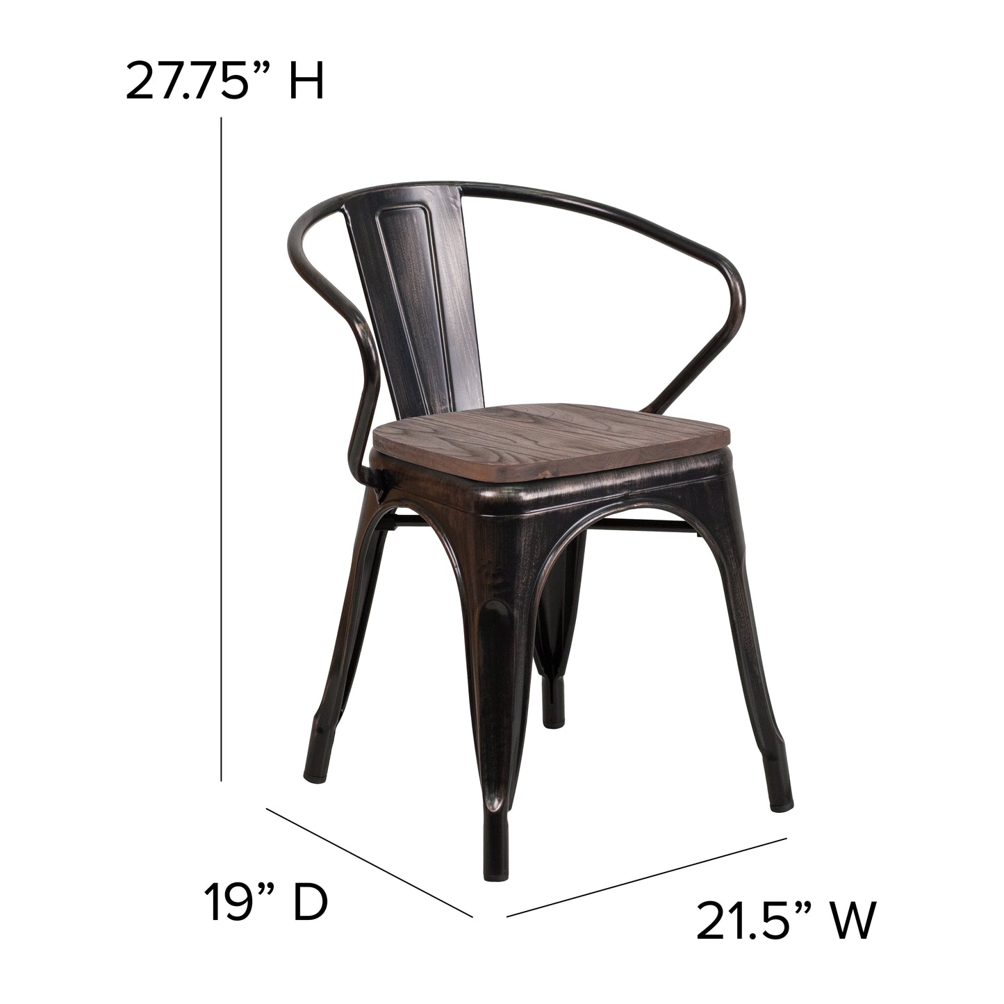 Aged Black Metal/Wood Chair CH-31270-BQ-WD-GG