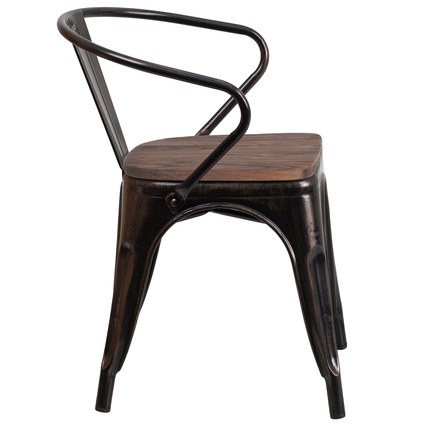 Aged Black Metal/Wood Chair CH-31270-BQ-WD-GG