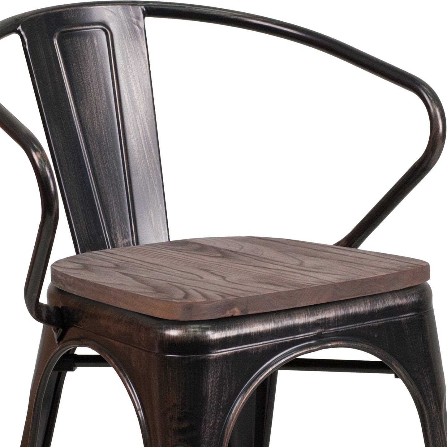 Aged Black Metal/Wood Chair CH-31270-BQ-WD-GG