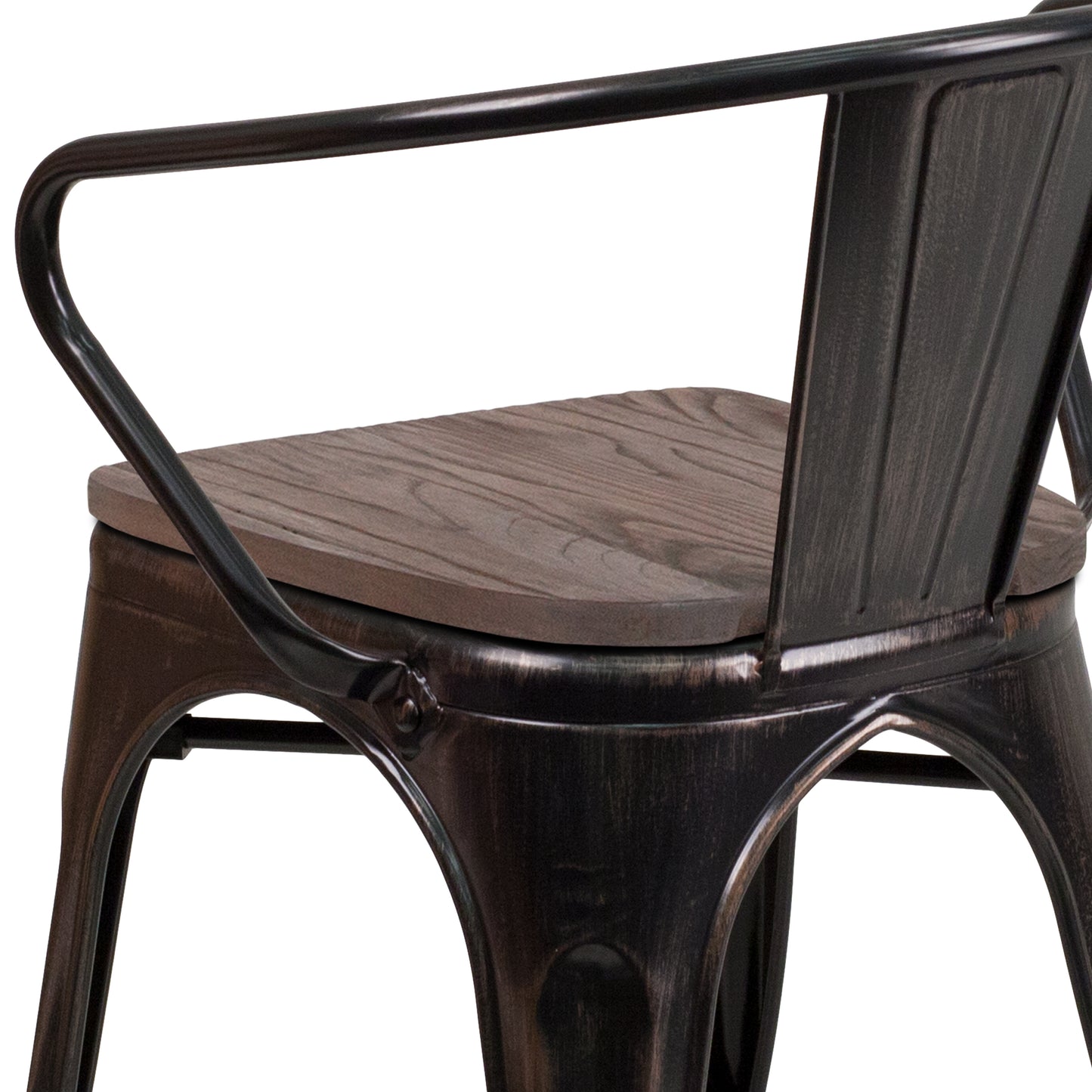 Aged Black Metal/Wood Chair CH-31270-BQ-WD-GG