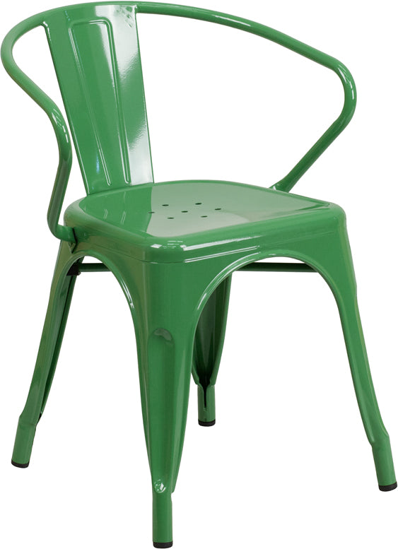 Green Metal Chair With Arms CH-31270-GN-GG