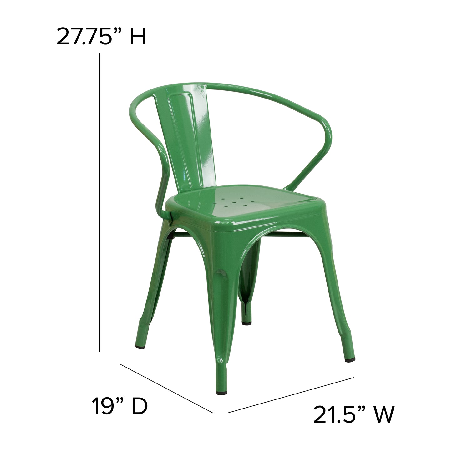 Green Metal Chair With Arms CH-31270-GN-GG