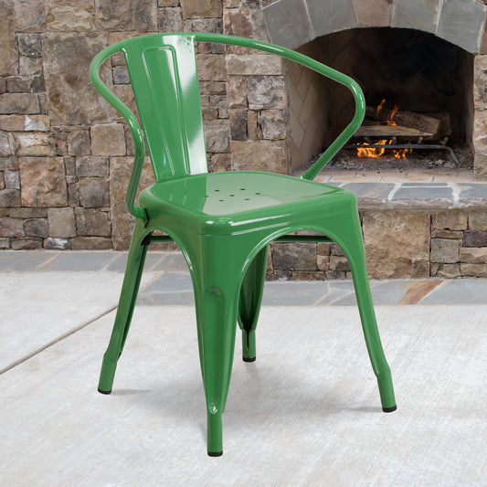 Green Metal Chair With Arms CH-31270-GN-GG