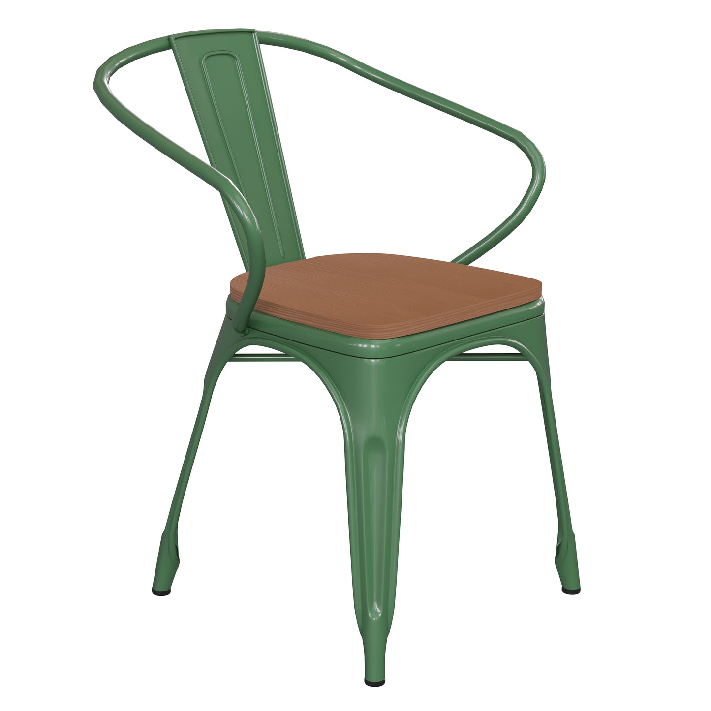 Green Metal Chair-Teak Seat CH-31270-GN-PL1T-GG