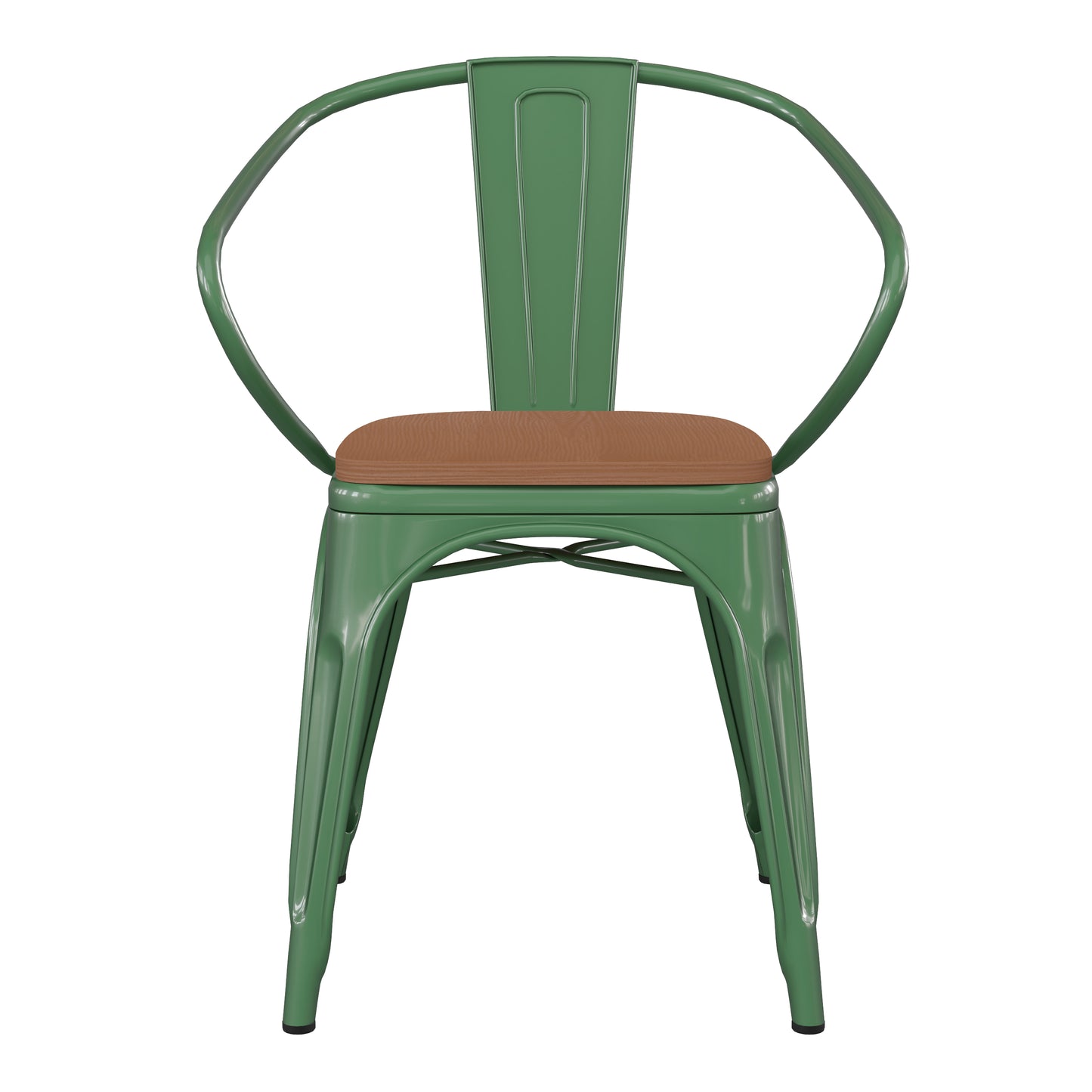 Green Metal Chair-Teak Seat CH-31270-GN-PL1T-GG