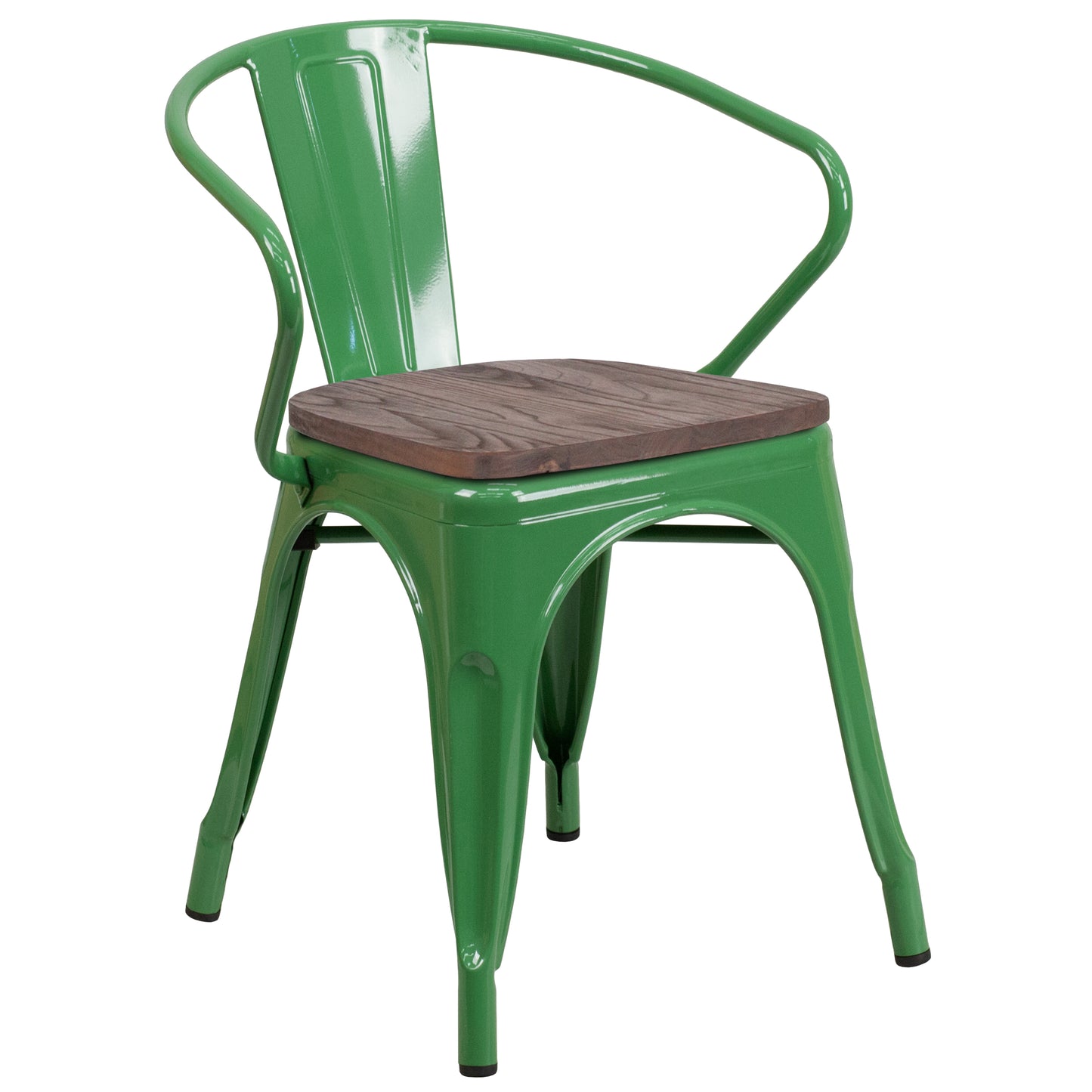 Green Metal Chair With Arms CH-31270-GN-WD-GG