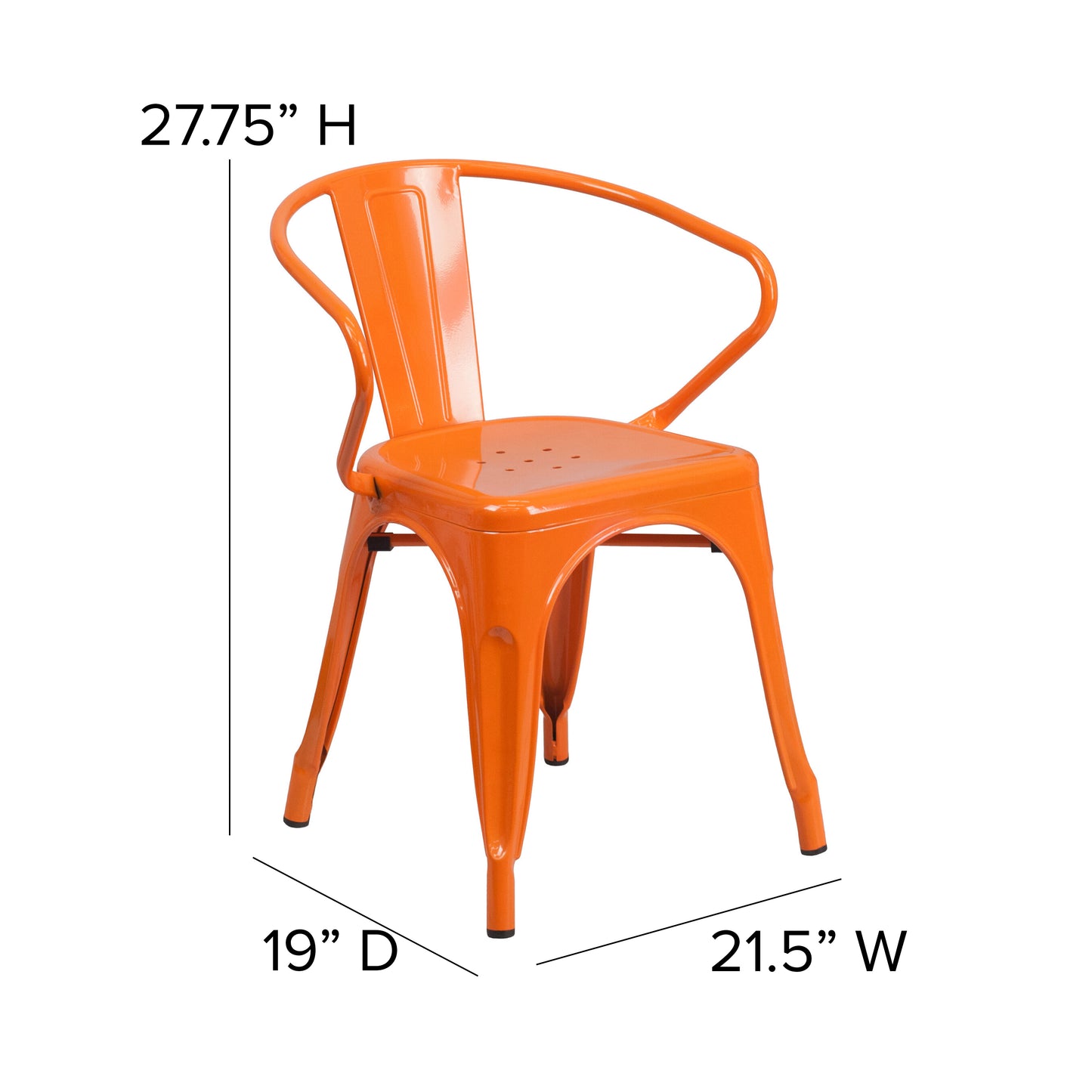 Modern Colorful Stack Chair with Arms and Poly Resin Seat for Commercial or Residential Use