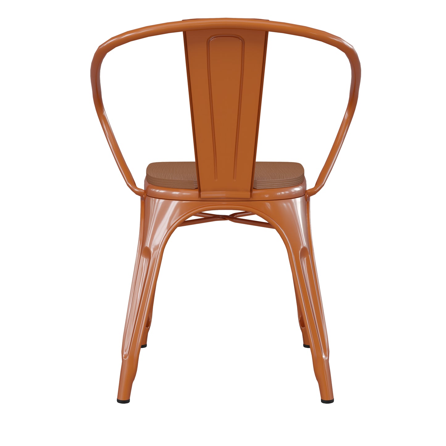 Orange Metal Chair-Teak Seat CH-31270-OR-PL1T-GG