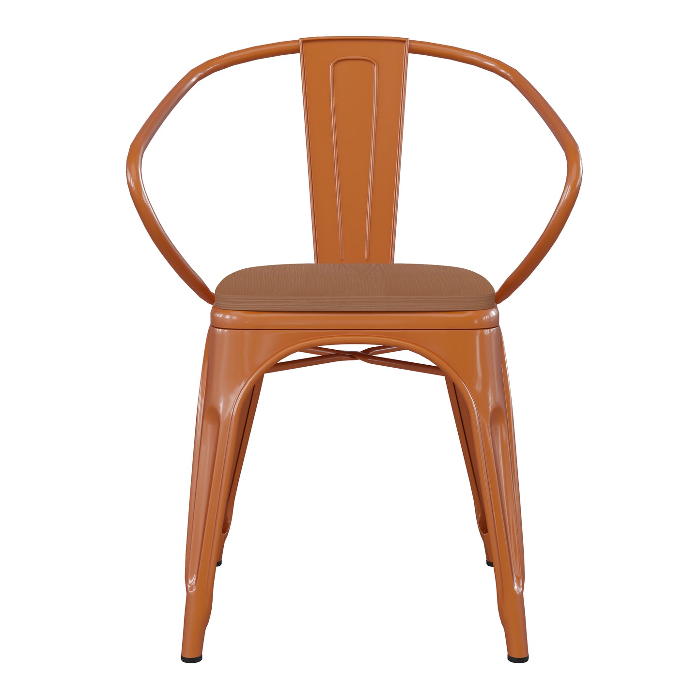 Orange Metal Chair-Teak Seat CH-31270-OR-PL1T-GG