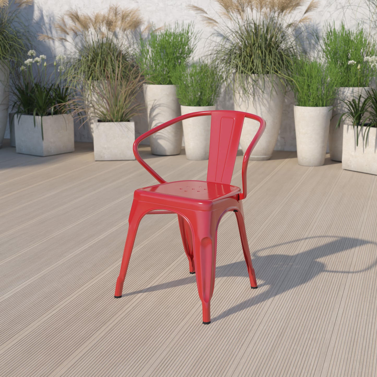 Red Metal Chair With Arms CH-31270-RED-GG