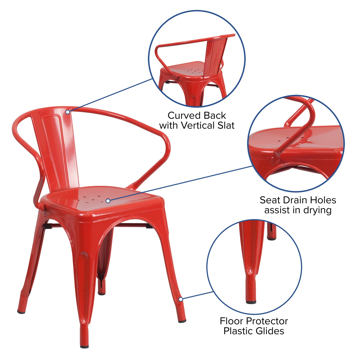 Red Metal Chair With Arms CH-31270-RED-GG