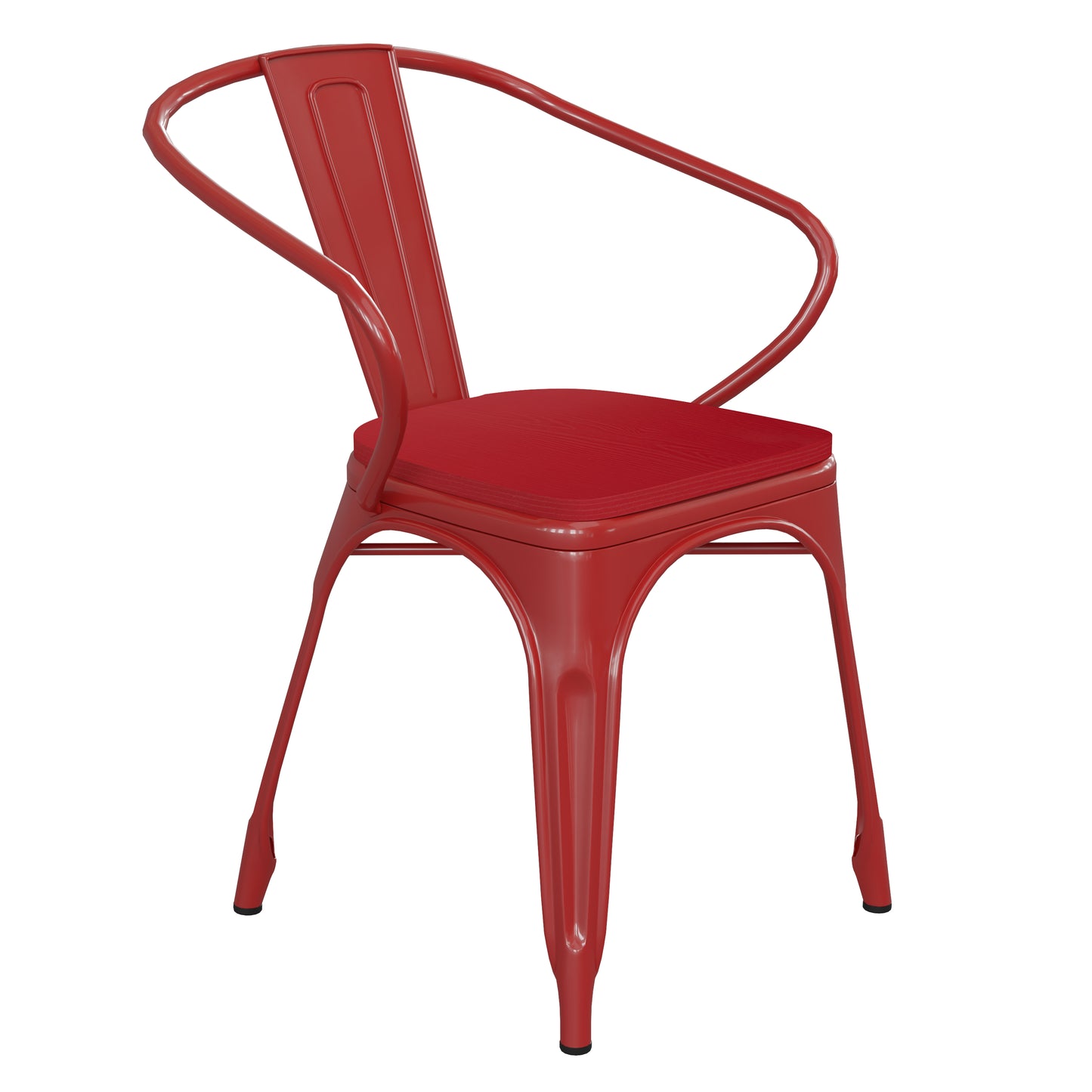 Modern Colorful Stack Chair with Arms and Poly Resin Seat for Commercial or Residential Use