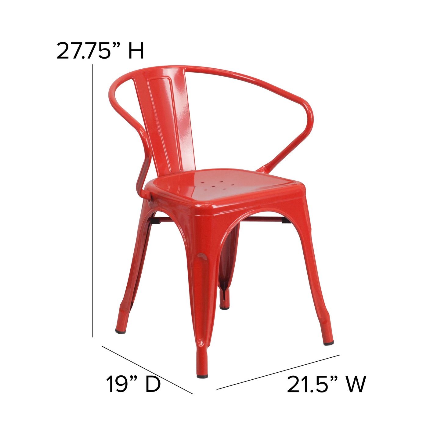 Red Metal Chair-Red Seat CH-31270-RED-PL1R-GG