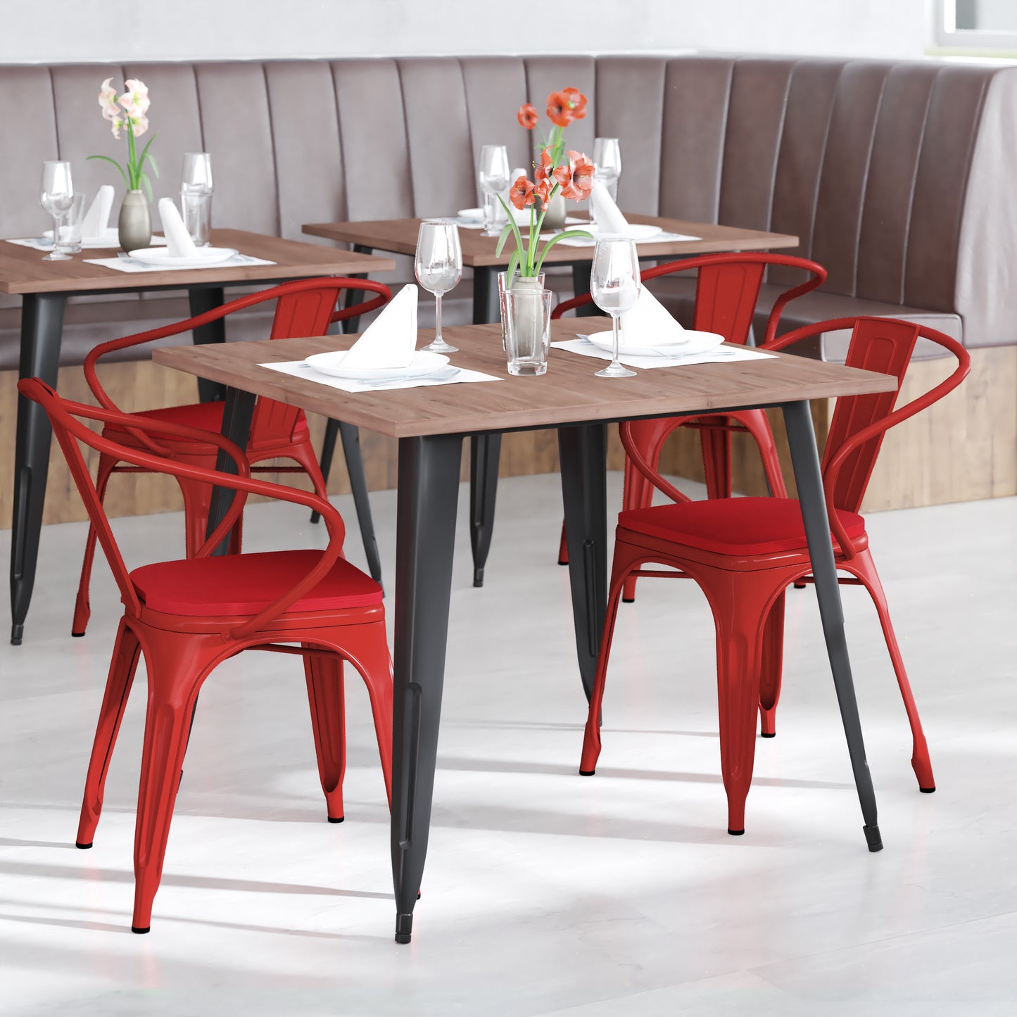 Red Metal Chair-Red Seat CH-31270-RED-PL1R-GG