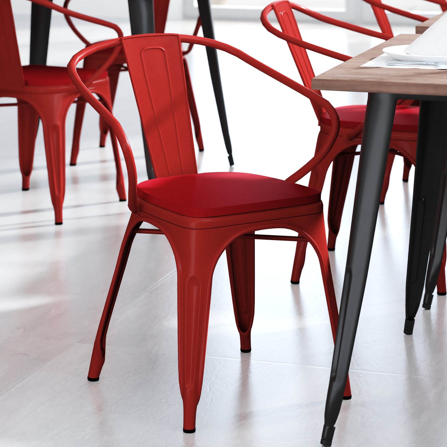 Red Metal Chair-Red Seat CH-31270-RED-PL1R-GG