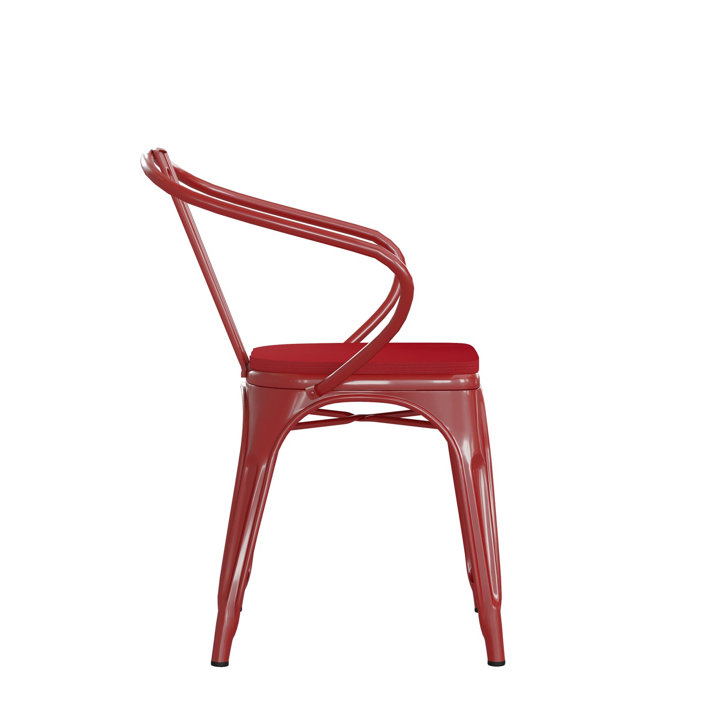 Modern Colorful Stack Chair with Arms and Poly Resin Seat for Commercial or Residential Use