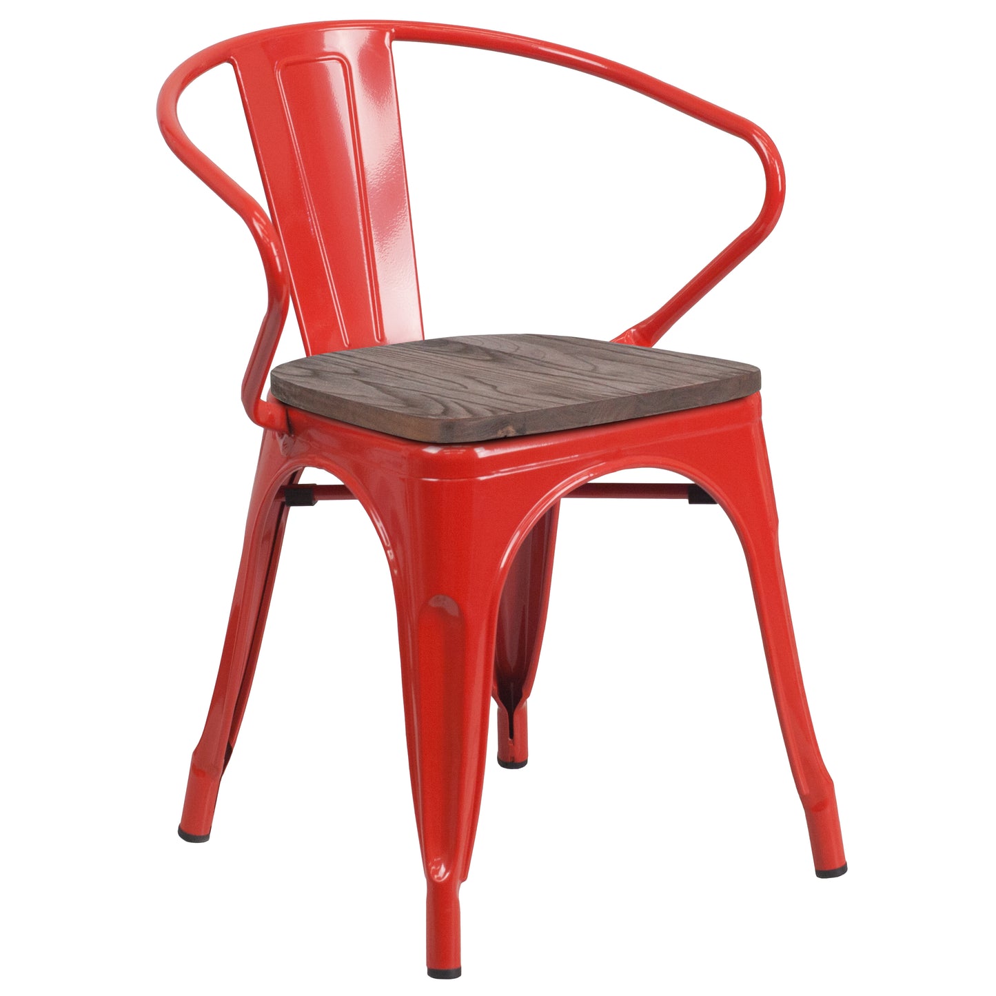 Red Metal Chair With Arms CH-31270-RED-WD-GG