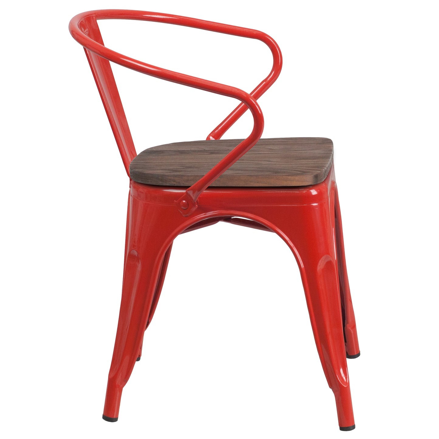 Red Metal Chair With Arms CH-31270-RED-WD-GG