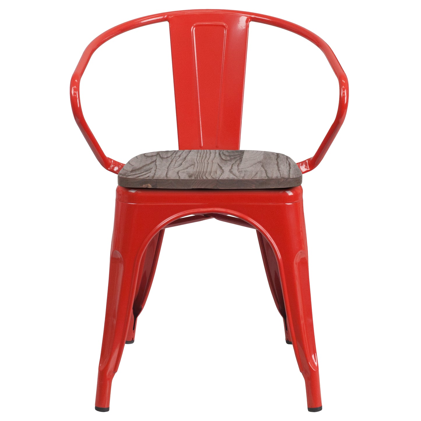 Red Metal Chair With Arms CH-31270-RED-WD-GG