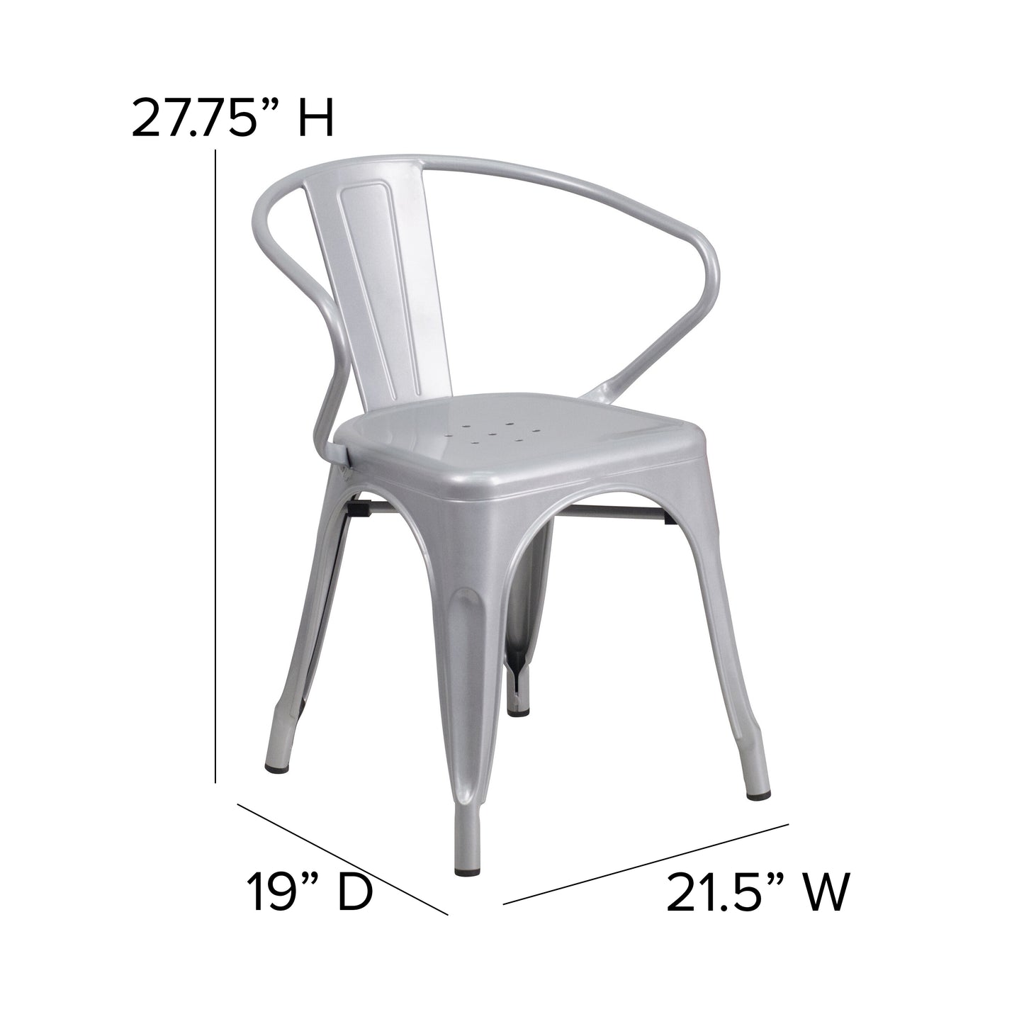 Silver Metal Chair With Arms CH-31270-SIL-GG