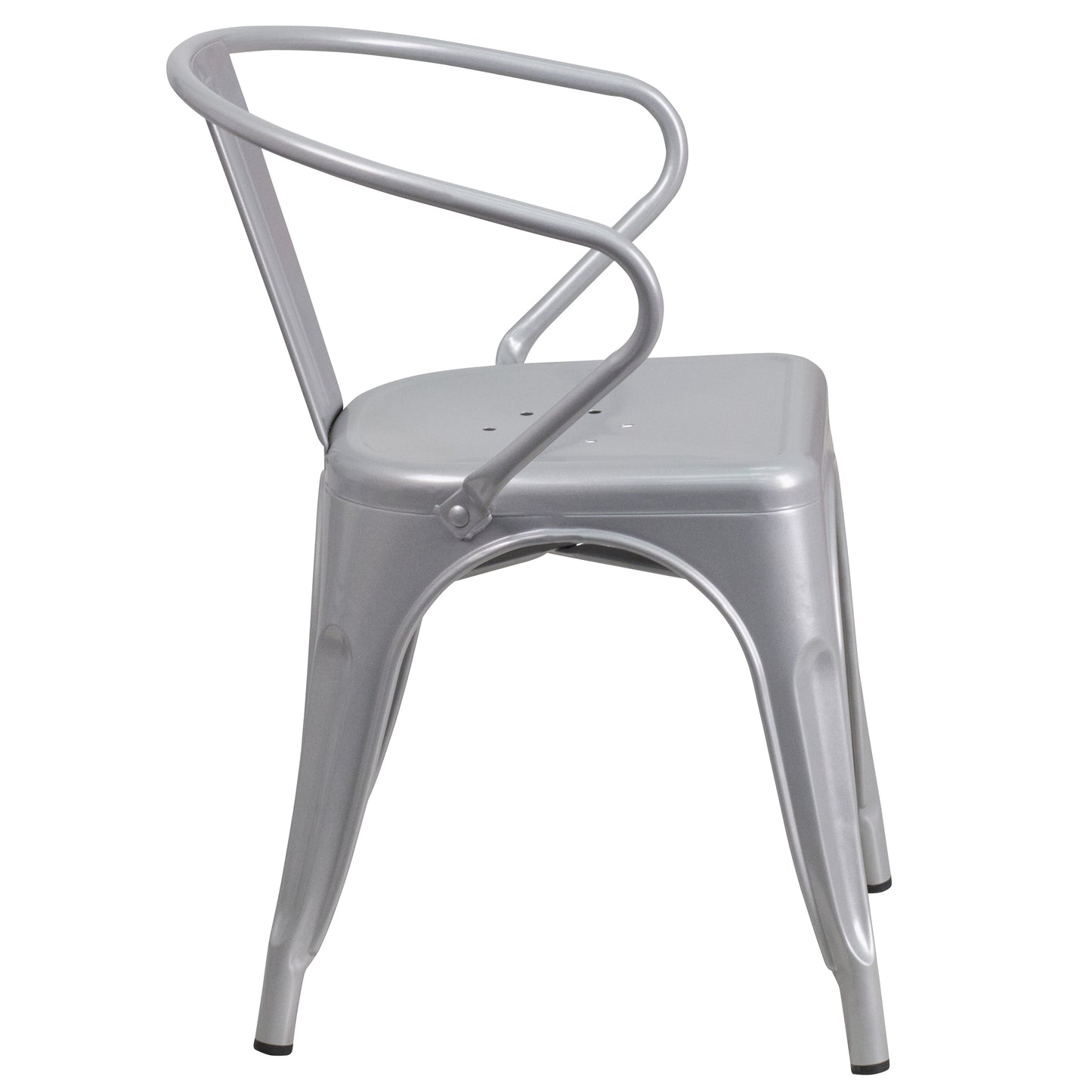 Silver Metal Chair With Arms CH-31270-SIL-GG