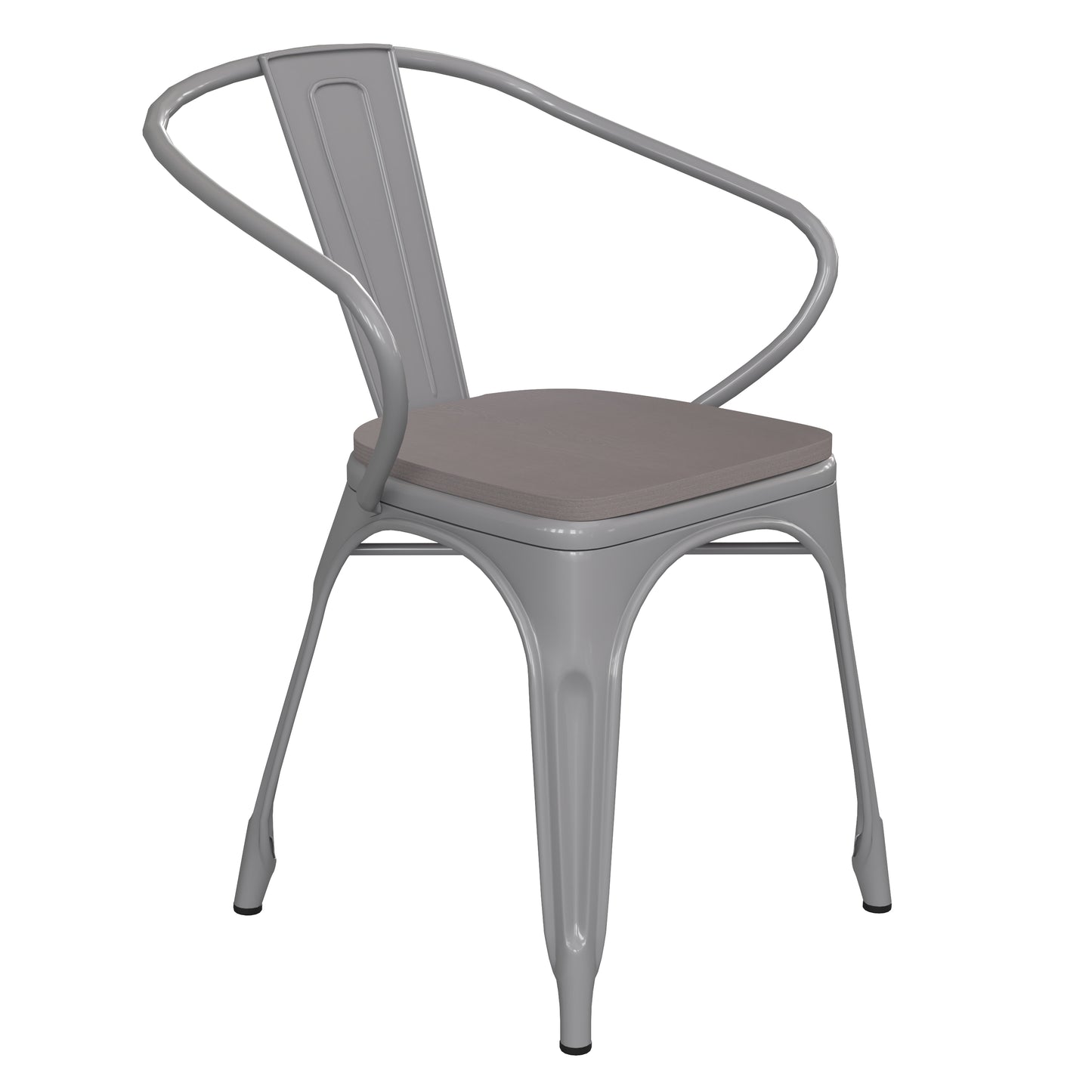 Silver Metal Chair-Gray Seat CH-31270-SIL-PL1G-GG