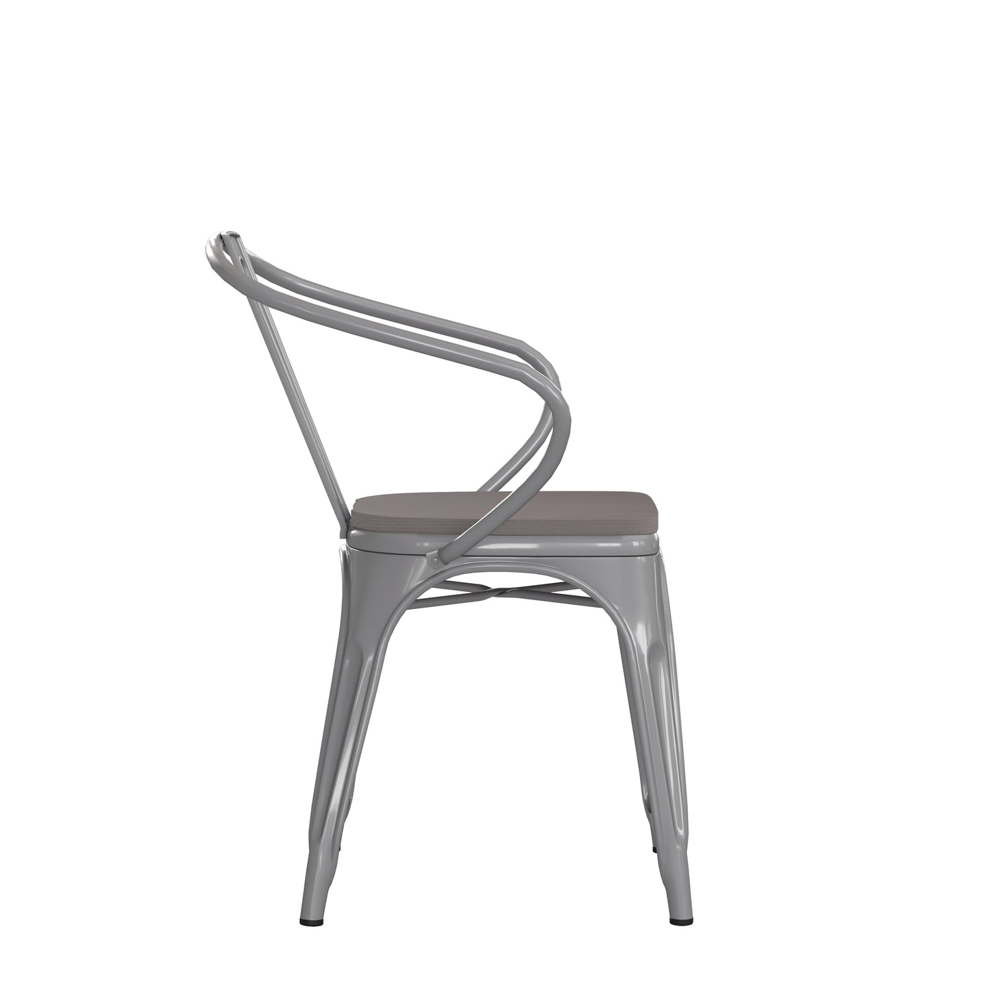 Silver Metal Chair-Gray Seat CH-31270-SIL-PL1G-GG