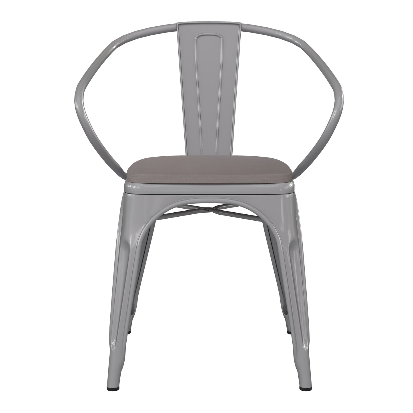 Silver Metal Chair-Gray Seat CH-31270-SIL-PL1G-GG