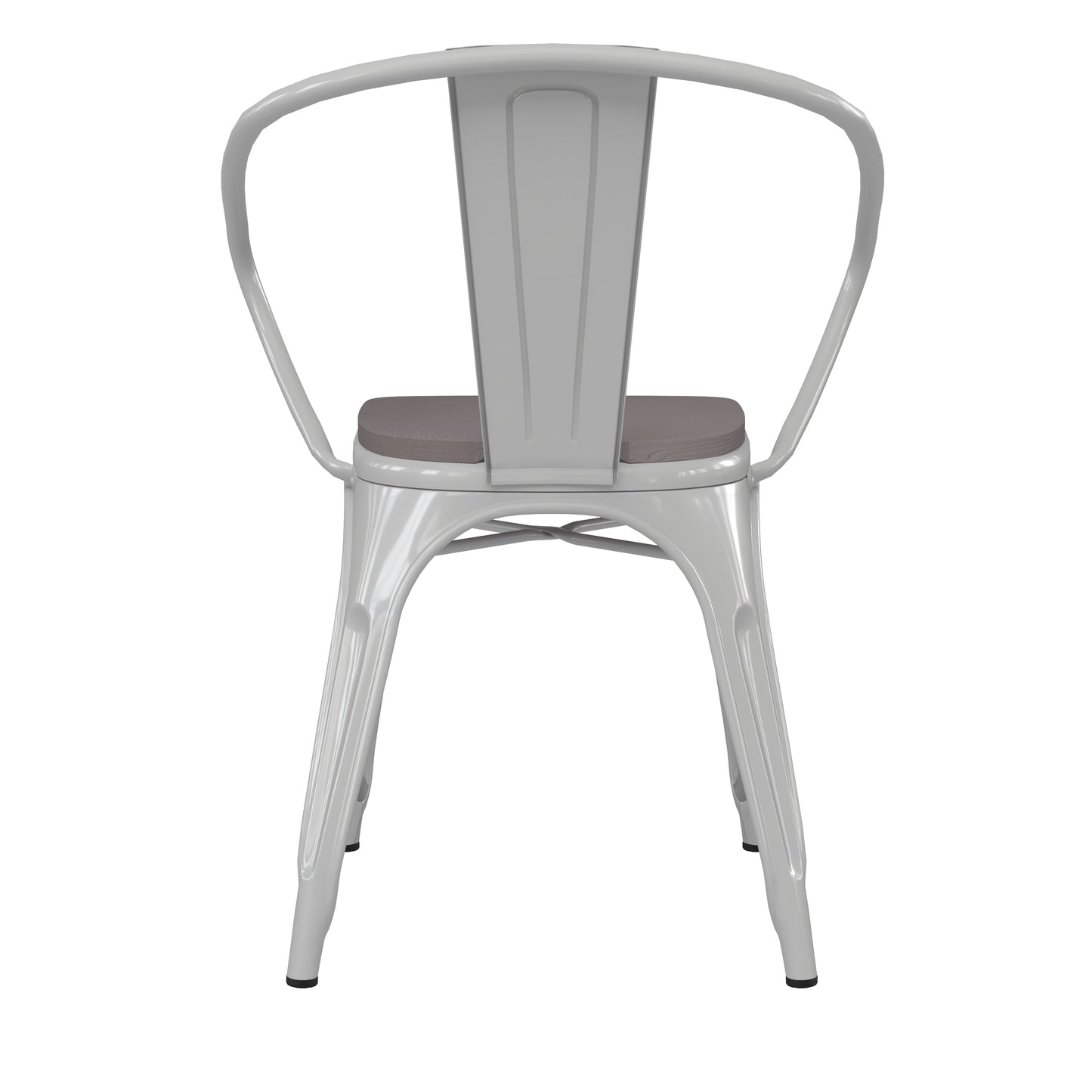 White Metal Chair-Gray Seat CH-31270-WH-PL1G-GG