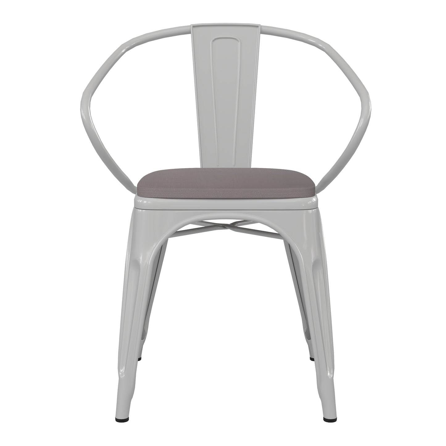 White Metal Chair-Gray Seat CH-31270-WH-PL1G-GG