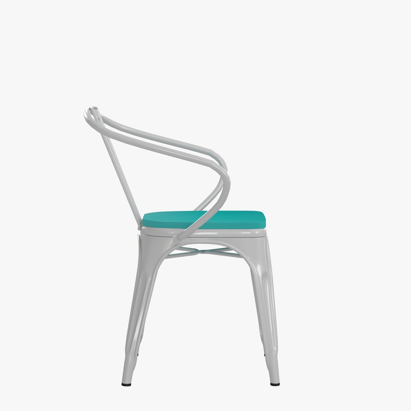 Modern Colorful Stack Chair with Arms and Poly Resin Seat for Commercial or Residential Use