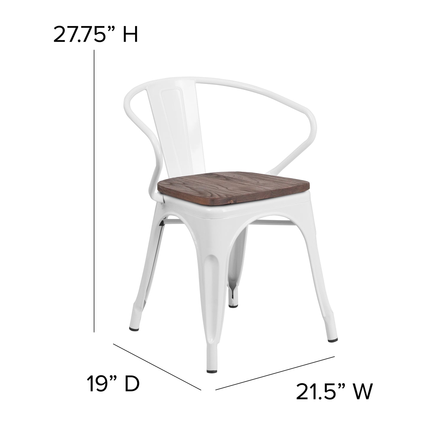 White Metal Chair With Arms CH-31270-WH-WD-GG