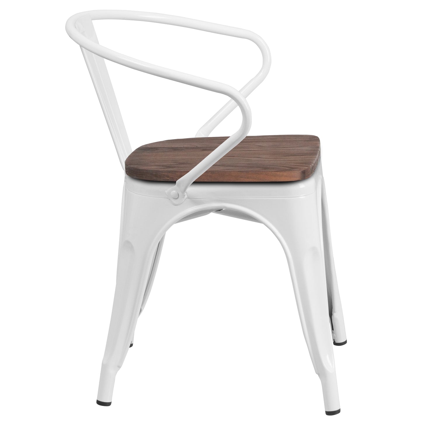 White Metal Chair With Arms CH-31270-WH-WD-GG