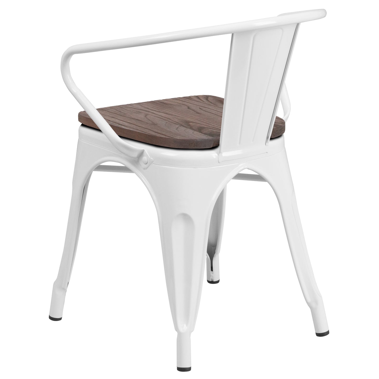 White Metal Chair With Arms CH-31270-WH-WD-GG