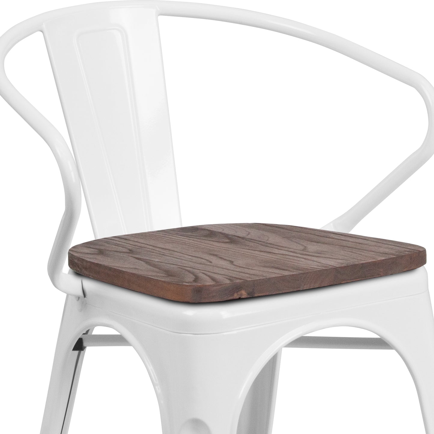 White Metal Chair With Arms CH-31270-WH-WD-GG