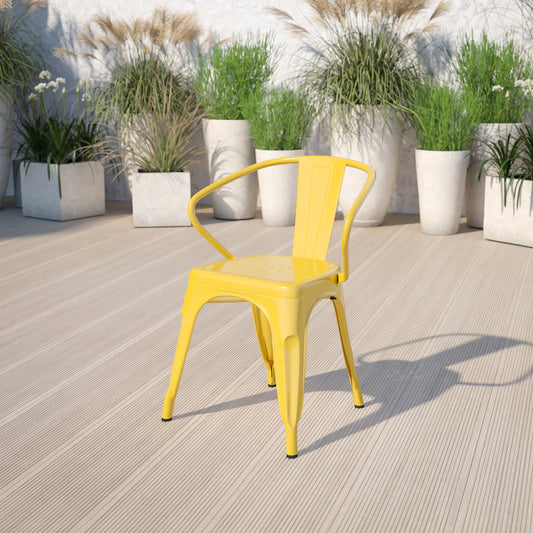 Yellow Metal Chair With Arms CH-31270-YL-GG