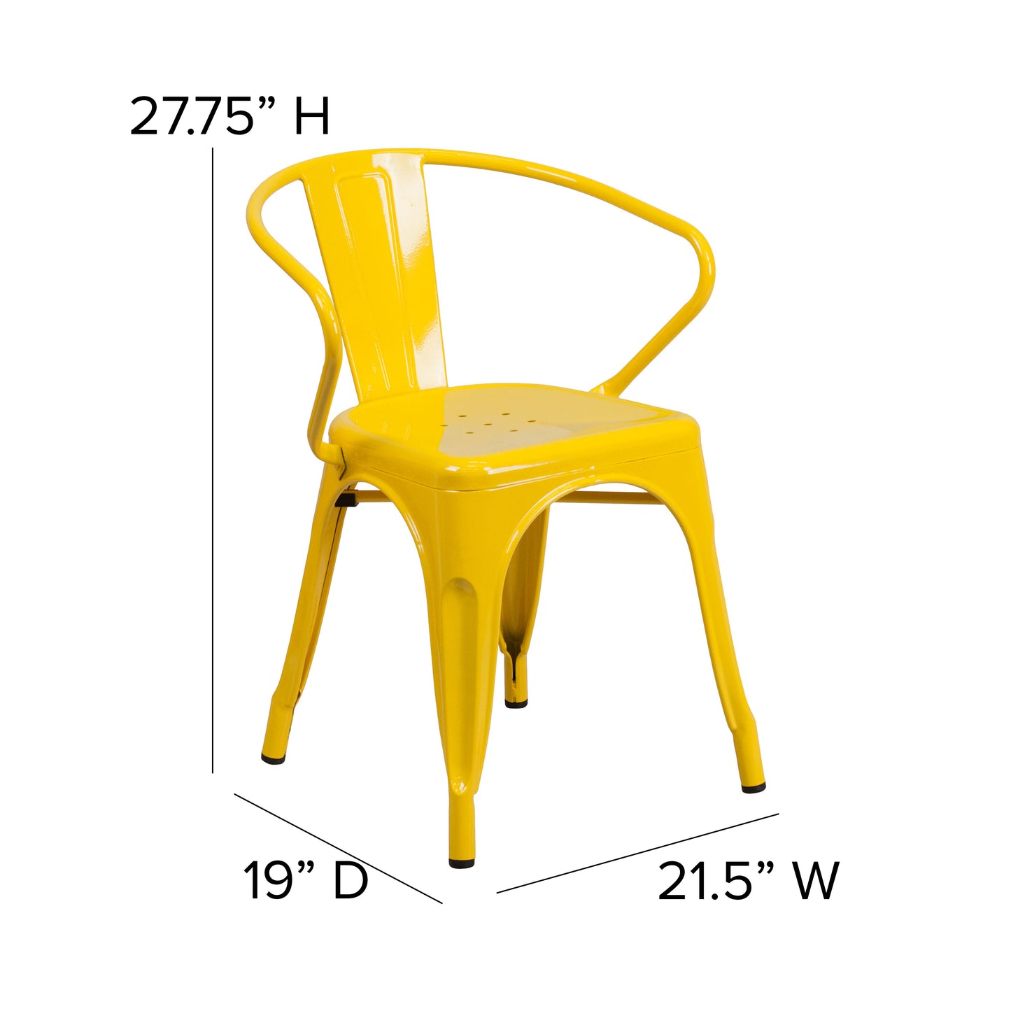 Yellow Metal Chair-Teak Seat CH-31270-YL-PL1T-GG