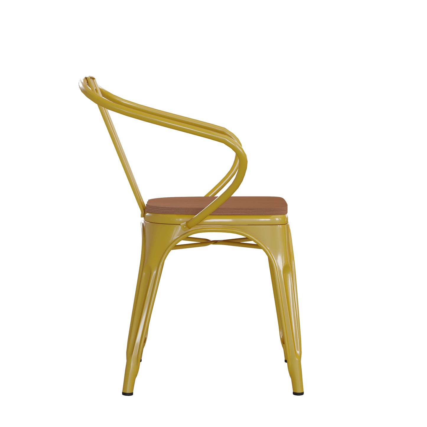 Modern Colorful Stack Chair with Arms and Poly Resin Seat for Commercial or Residential Use