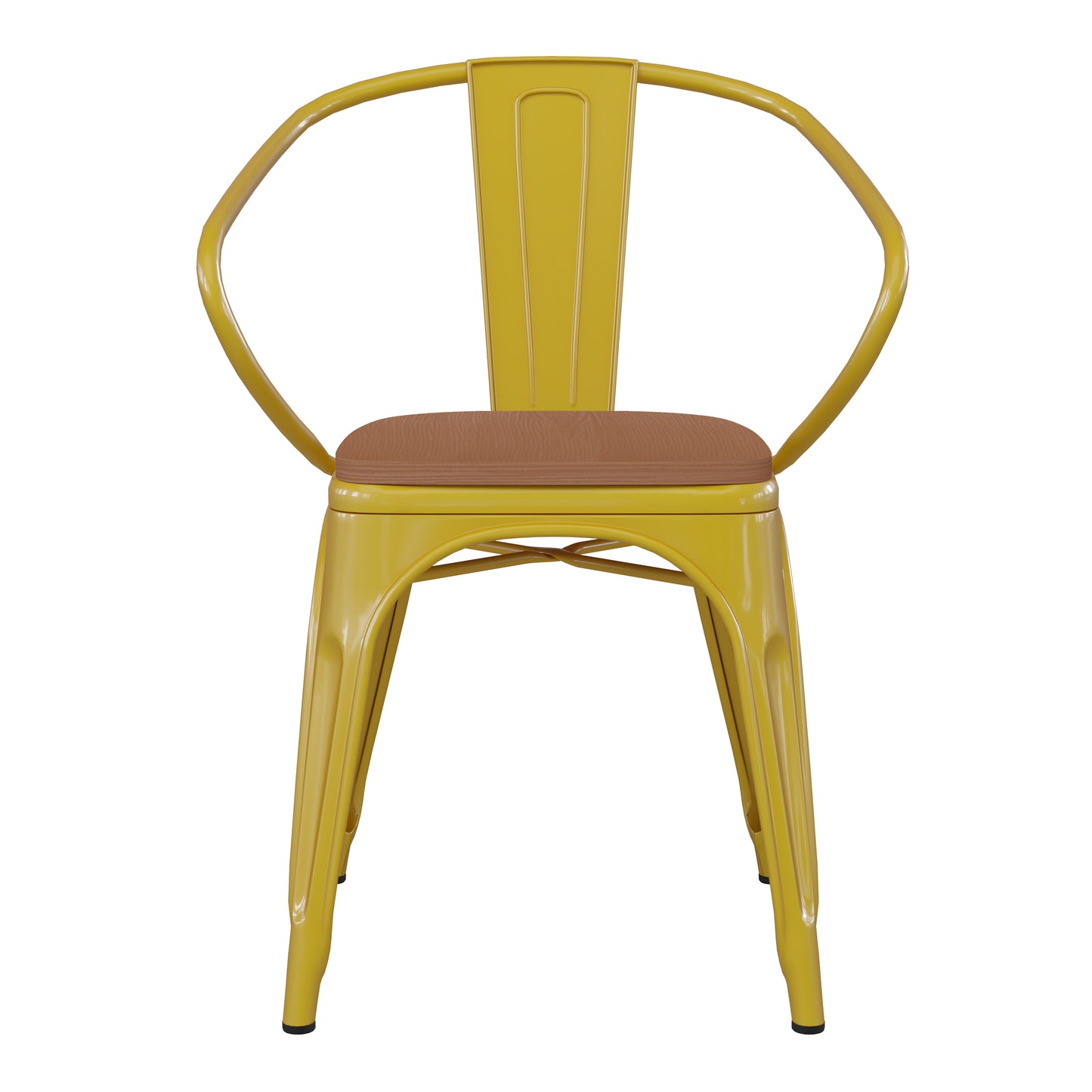 Yellow Metal Chair-Teak Seat CH-31270-YL-PL1T-GG