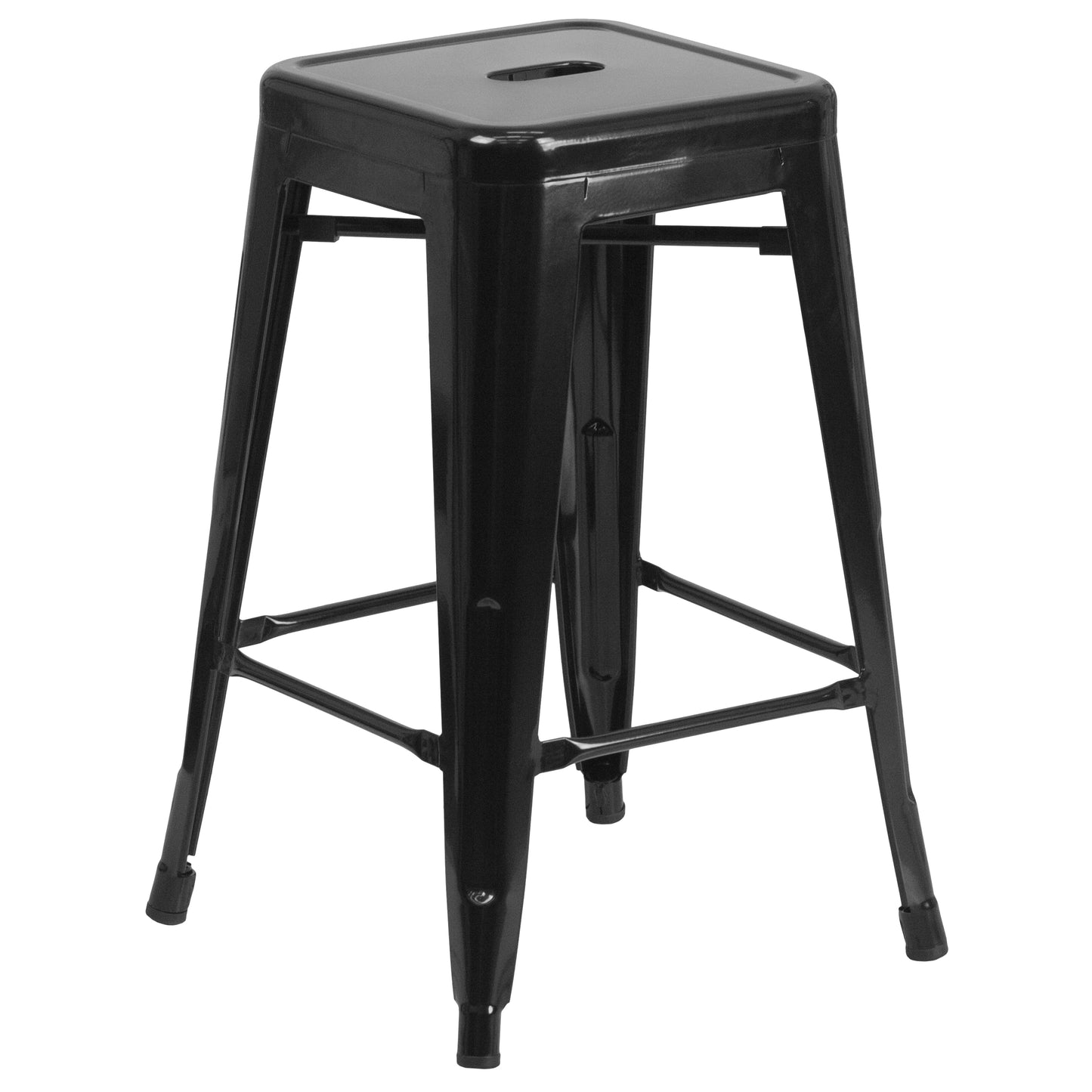 24" Black No Back Metal Stool CH-31320-24-BK-GG