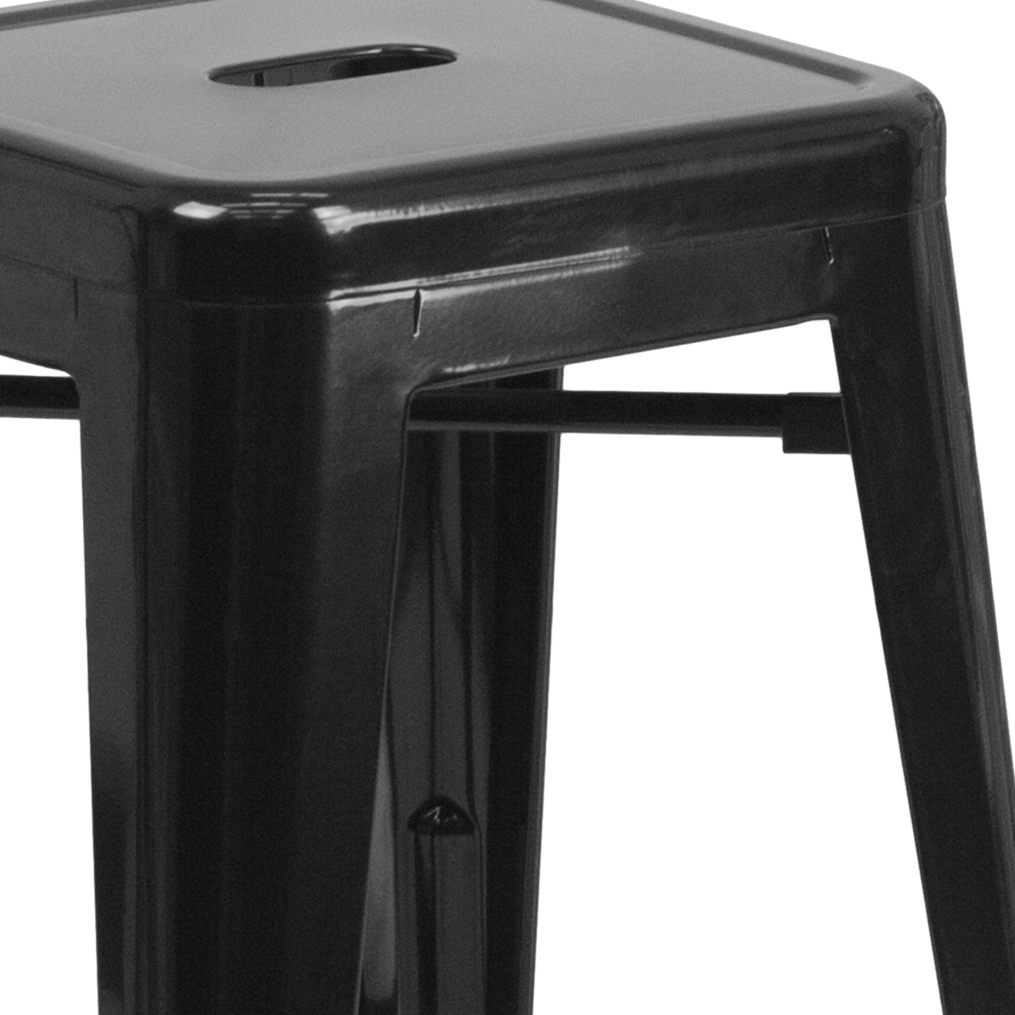 24" Black No Back Metal Stool CH-31320-24-BK-GG