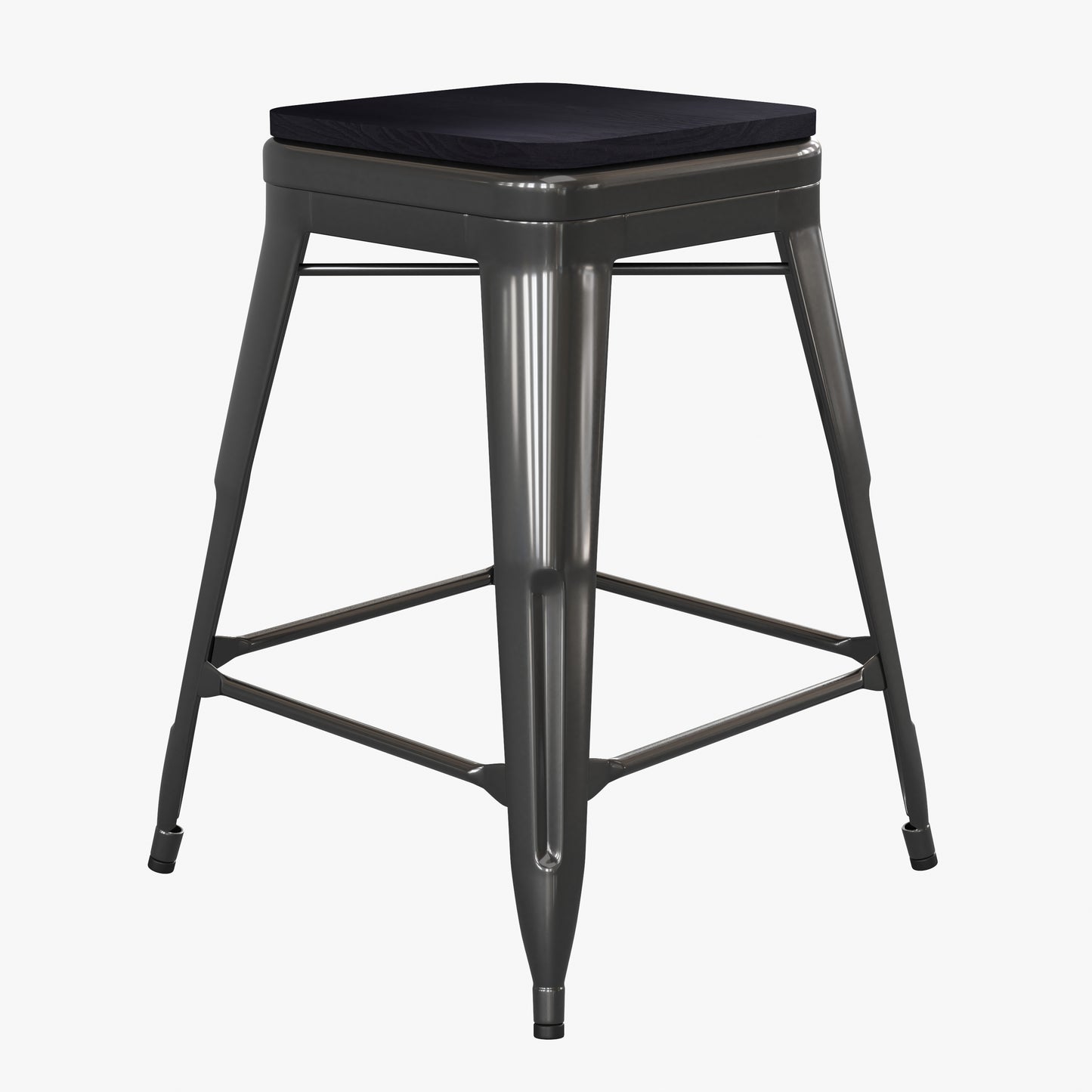 24" Black Stool-24" Black Seat CH-31320-24-BK-PL2B-GG