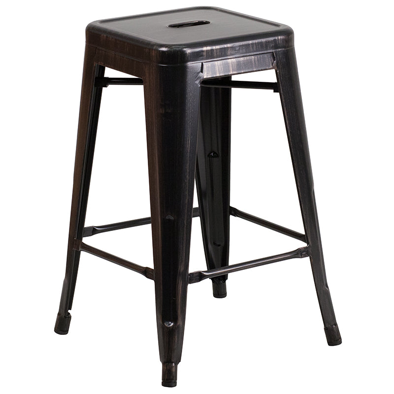 24" Aged Black NoBack Stool CH-31320-24-BQ-GG