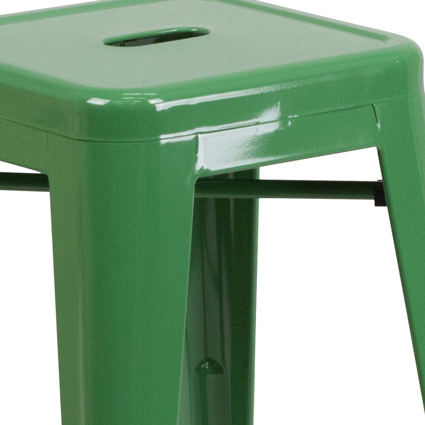 24" Green No Back Metal Stool CH-31320-24-GN-GG