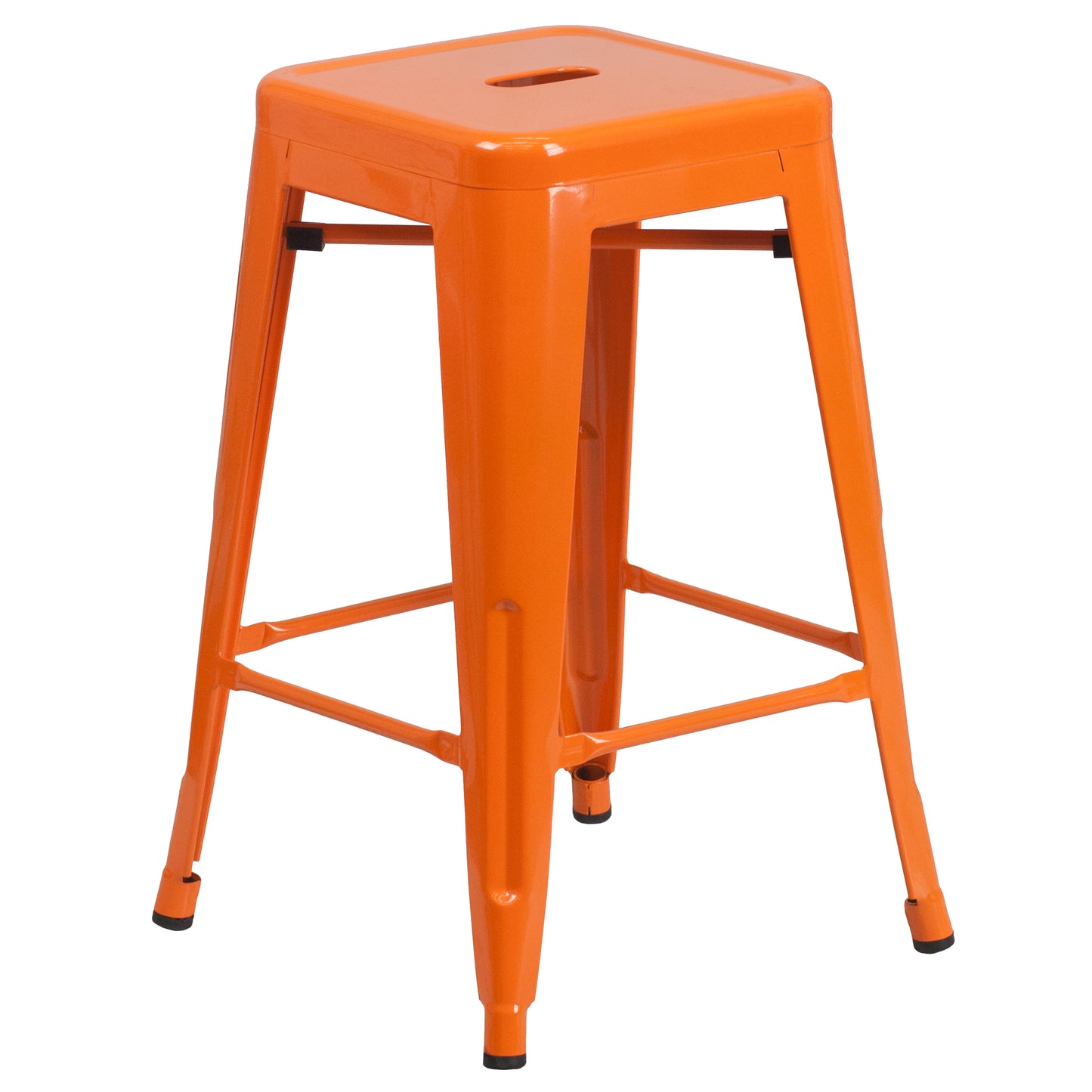 24" Orange No Back Metal Stool CH-31320-24-OR-GG