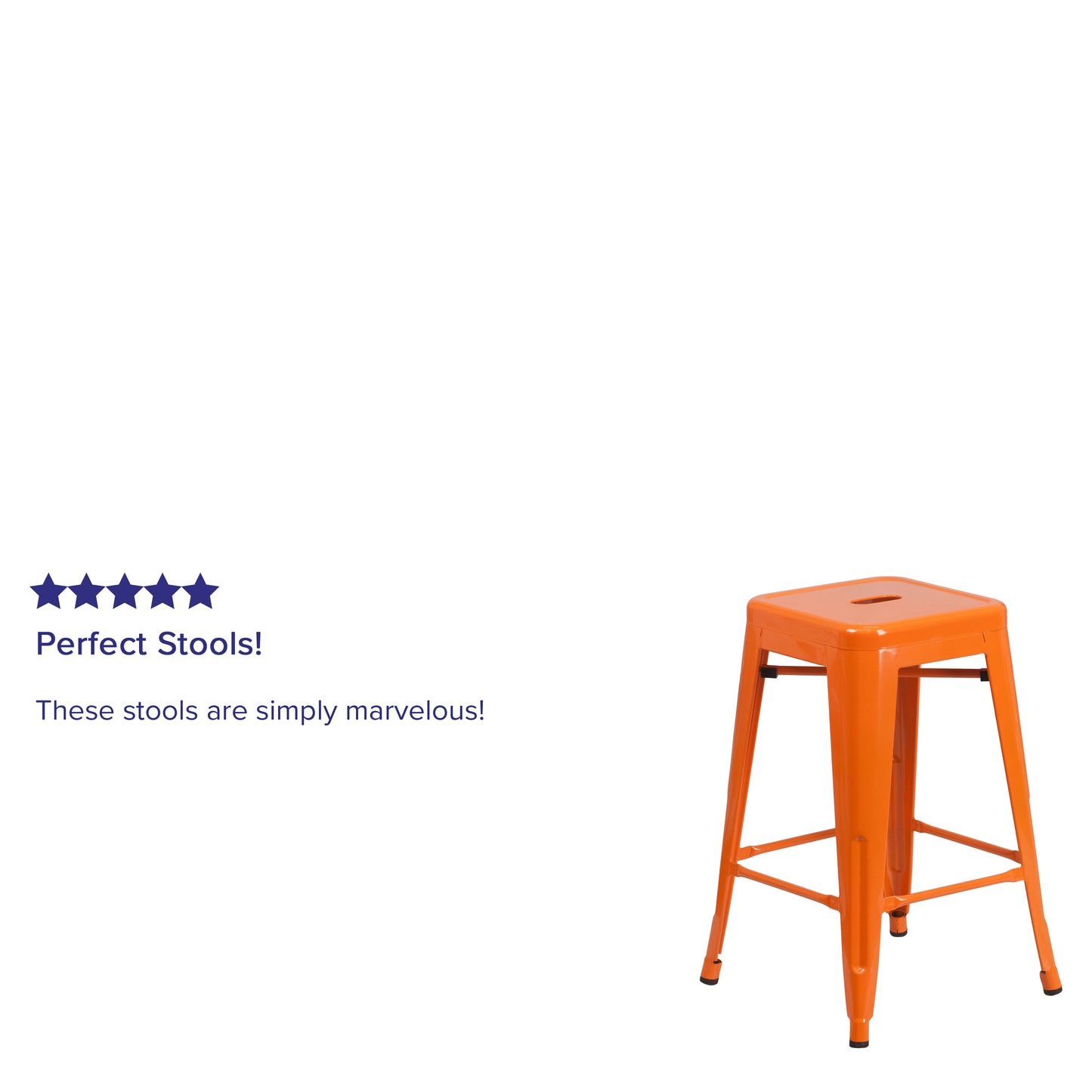 24" Orange No Back Metal Stool CH-31320-24-OR-GG