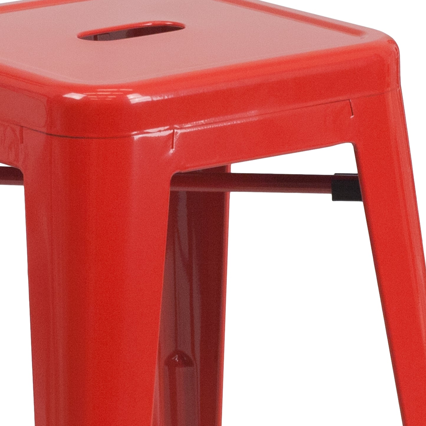 24" Red No Back Metal Stool CH-31320-24-RED-GG