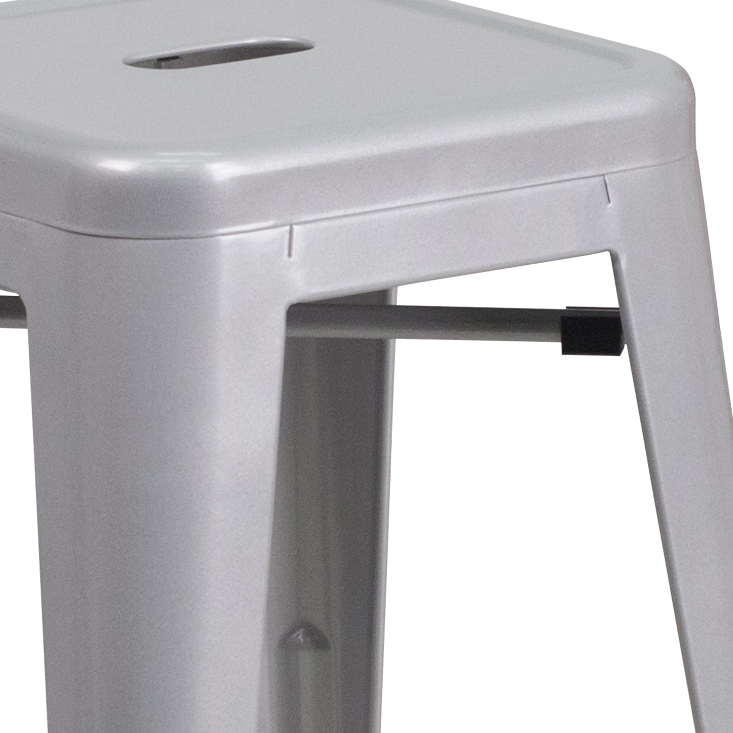 24" Silver No Back Metal Stool CH-31320-24-SIL-GG